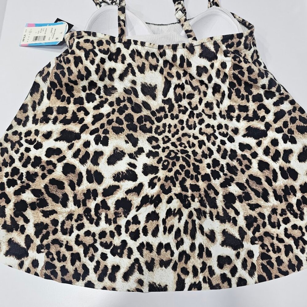 Swim Solutions Animal Print Pleat-Front Tankini Top - Picture 7 of 11